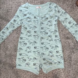 Teal/ Black clip up Onzie with Sloths